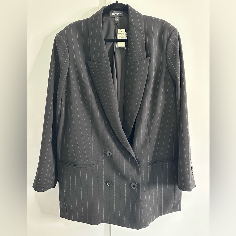 Express Black Pinstriped Blazer